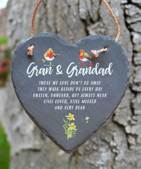 Gran & Grandad Slate Heart